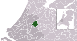 Highlighted position of Bodegraven-Reeuwijk in a municipal map of South Holland