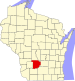 Harta statului Wisconsin indicând comitatul Sauk