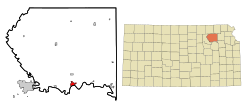 Location within Pottawatomie County and Kansas