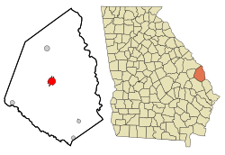 Location in Screven County and the state of جورجیا