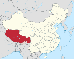 Tibet ditandai di peta ini