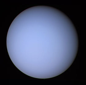 Photo prise par la sonde Voyager 2, de la planète Uranus.