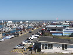 The marina district of Westport, looking east from the Westport Viewing Tower