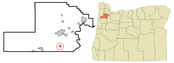 Ligging van Amity in Oregon