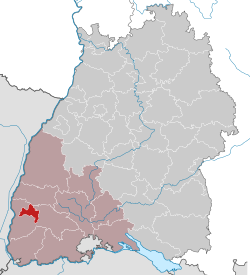 Elhelyezkedése Baden-Württemberg térképén