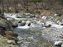 La rivière de la Courbière en amont du gué du Ressec.