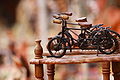 A miniature model of bikes displayed at Shilparamam