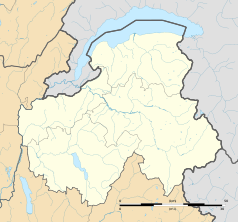 Mapa konturowa Górnej Sabaudii, na dole po prawej znajduje się punkt z opisem „Saint-Gervais-les-Bains”
