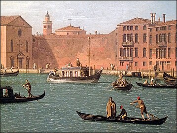 Canaletto, Vue du canal de Santa Chiara, à Venise (détail), vers 1730.