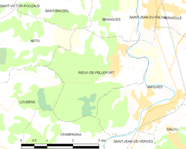 Mapa obce Rieux-de-Pelleport