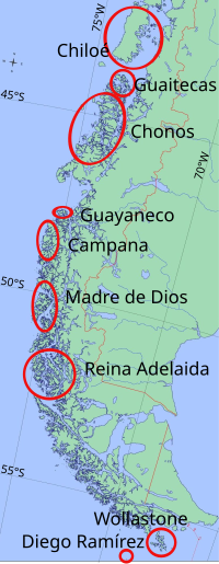 Location of the Archipelagoes of Patagonia