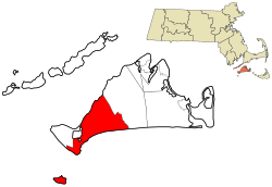 Location in Dukes County in Massachusetts