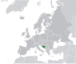 ヨーロッパにおけるボスニア・ヘルツェゴビナの地図