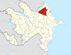 Map of Azerbaijan showing Quba District