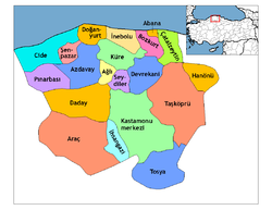 Location of Abana within Turkey.