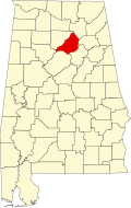 Map of Alabama highlighting Blount County