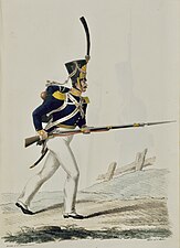 Uniform cirka 1825, litografi efter original av Adolf Ulrik Schützercrantz.