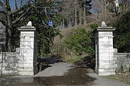 Granite posts leading to the former Billings estate