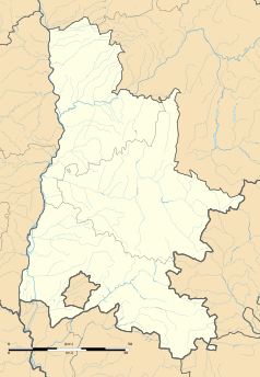 Mapa konturowa Drôme, blisko górnej krawiędzi nieco na lewo znajduje się punkt z opisem „Lens-Lestang”
