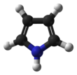 Ball-and-stick model of the pyrrole molecule