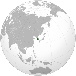 大韩民国在地图上的位置