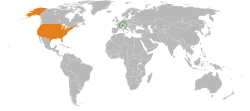 Map indicating locations of Switzerland and United States