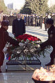 President Vladimir Putin laying a wreath at the memorial.