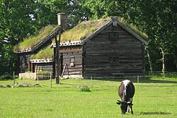 Le bâtiment de ferme de Ågård, dans le musée de Fredriksdal.