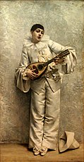 Pierrot cântând la mandolină