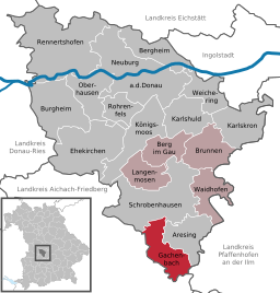 Läget för Gachenbach i Landkreis Neuburg-Schrobenhausen