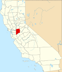 Map of Kalifornija highlighting San Joaquin County