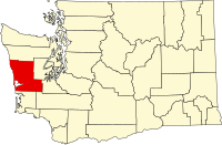 Locatie van Grays Harbor County in Washington