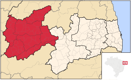 Ligging van de Braziliaanse mesoregio Sertão Paraibano in Paraíba