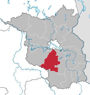 Li position de Subdistrict Teltow-Fläming in Brandenburgia