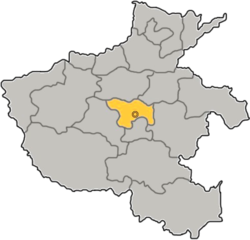 Location of Xuchang City jurisdiction in Henan