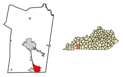 Location of Oak Grove in Christian County, Kentucky