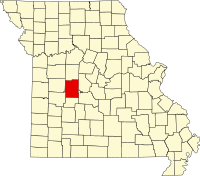 Map of Misuri highlighting Benton County