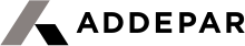 Addepar logo is two parallelograms then ADDEPAR in solid black capital letters