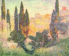 Cypresses in Cagnes. Henri-Edmond Cross. Around 1900.