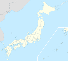 Mapa konturowa Japonii, blisko centrum na dole znajduje się punkt z opisem „Agencja Dworu Cesarskiego”