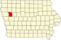 Map of Iowa highlighting Ida County