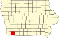 ページ郡の位置を示したアイオワ州の地図