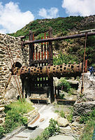 St Agnes: Blue Hills Tin Streams. Water-powered Cornish Stamps used for dressing tin.