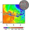 Mapa topográfico de Valles Marineris.