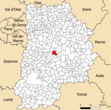 Localisation dans le département de Seine-et-Marne.