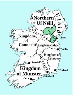 Ирландия в раннем средневековье. Показаны основные королевства