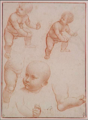 Leonardo da Vinci workshop, Copy of the Studies of an Infant (between 1502 and 1510) Chantilly, Musée Condé