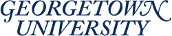 Stylized blue text with the words Georgetown University.