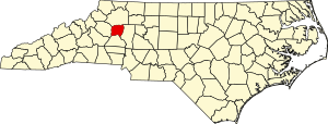 Map of North Carolina highlighting Alexander County