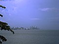 Panama City at dusk as seen from the Bay of Panama.